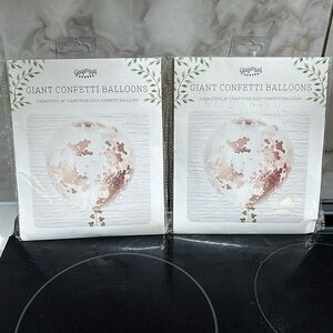 Ginger Ray Set of Two Huge 36” Rose Gold Confetti Filled Clear Party Balloons